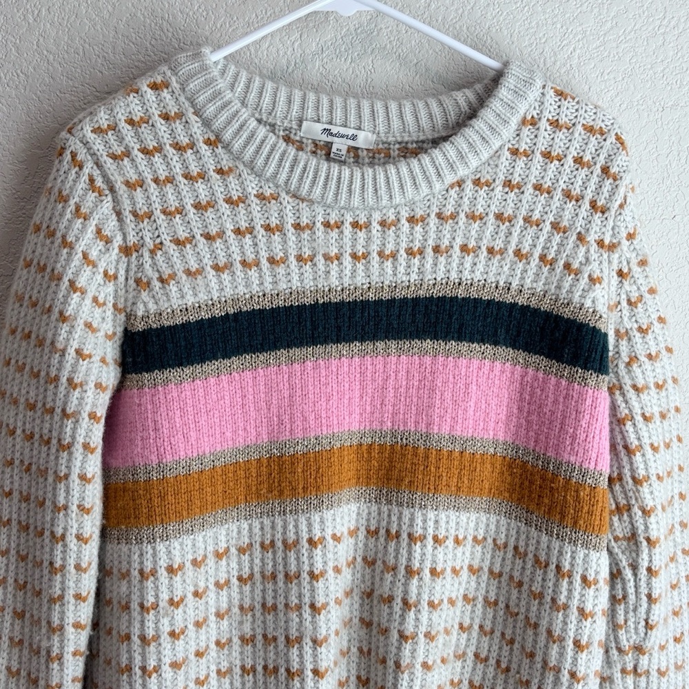 Madewell Striped Barfield Sweater Merino Wool and Alpaca XS - Picture 2 of 7